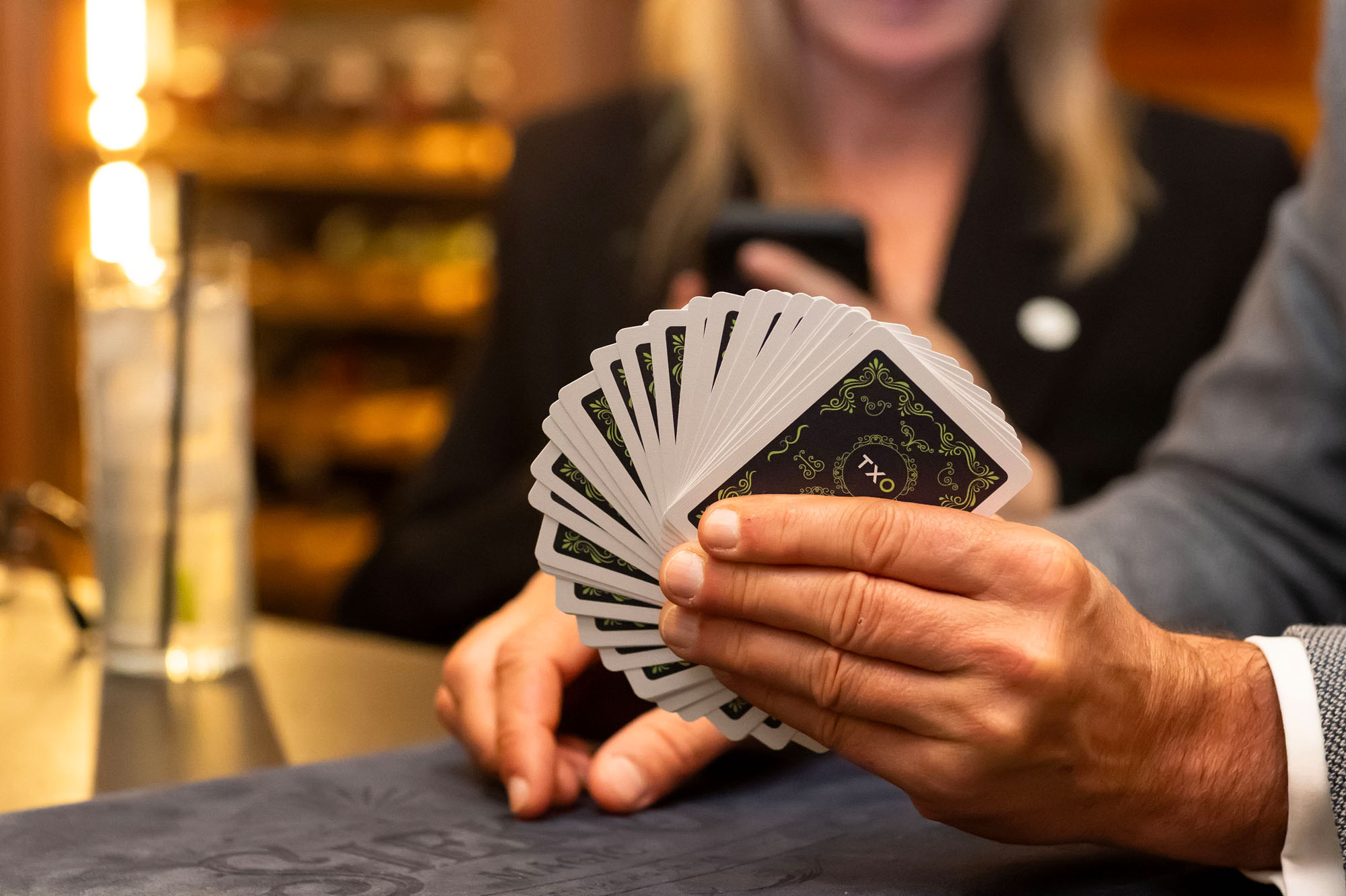 Custom playing cards used by magician Nice for corporate events and private hospitality on the Côte d’Azur